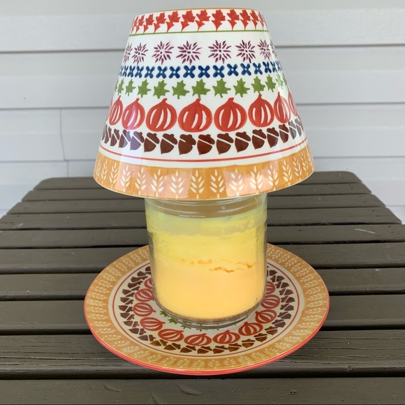 Yankee Candle Fall Pumpkin Candle Shade and saucer